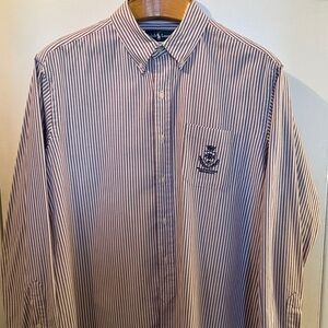 Ralph Lauren Men's Navy Striped Button Down Shirt